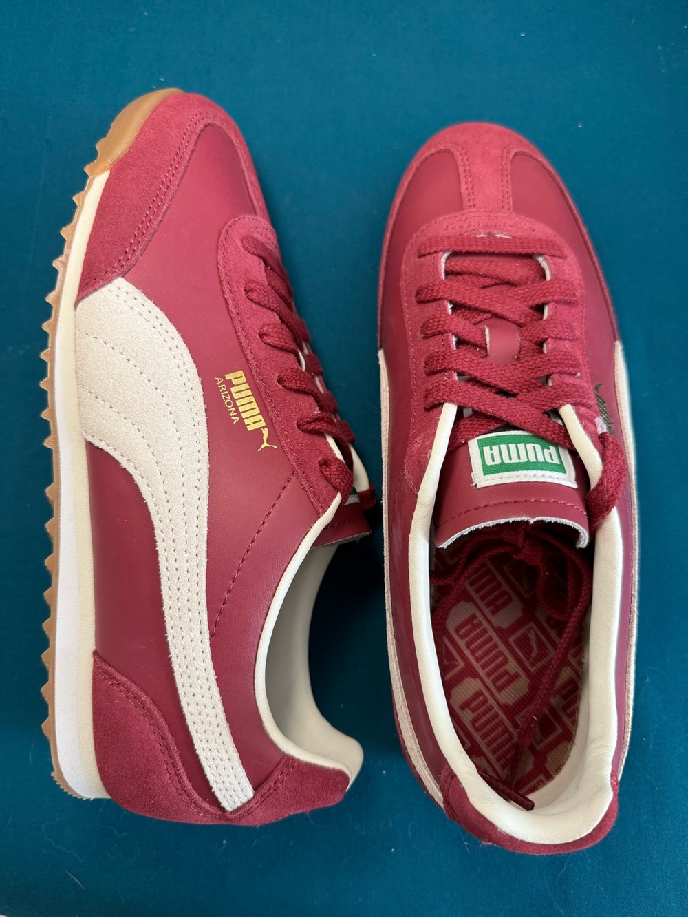 Puma Burgundy and Cream Retro Runner Sneakers